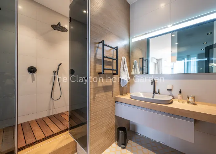 toiletries and towels in a bathroom