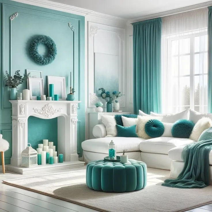 Turquoise color and White
