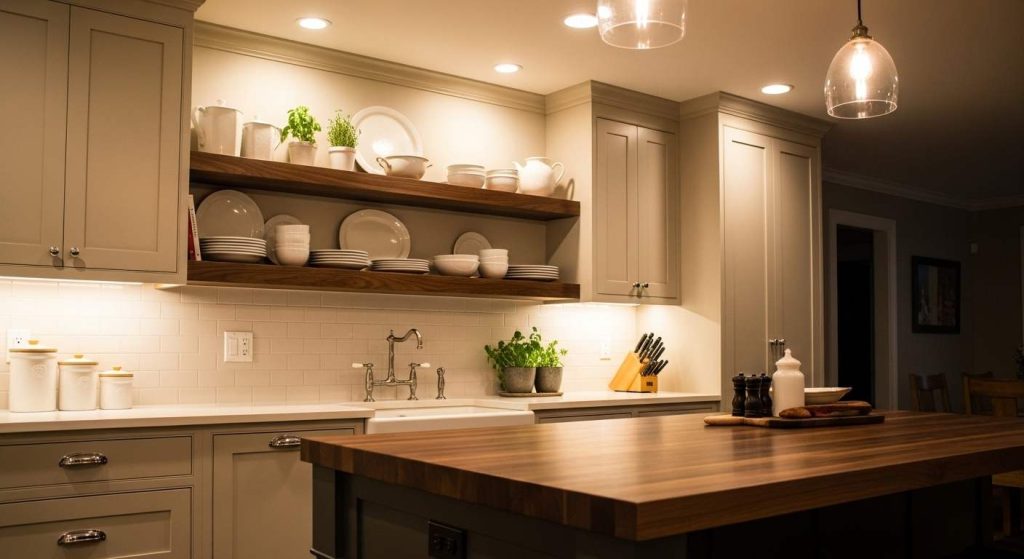 Beige cabinets with concrete counters