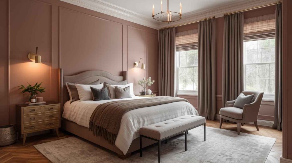 Dusty Rose Walls With Warm Gray 