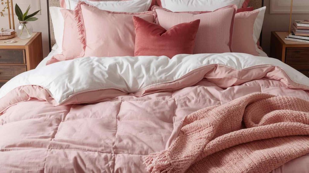 Layered pink bedding
