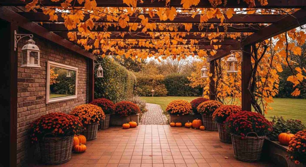 The Autumn Patio with Pergola & Pumpkins