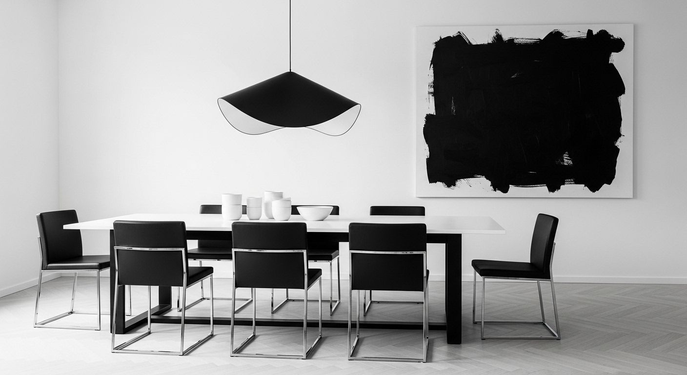 Black & White Minimalist Dining Room