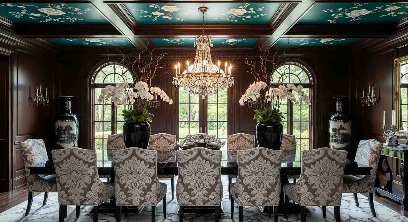 Dark Luxury Formal Dining Room

