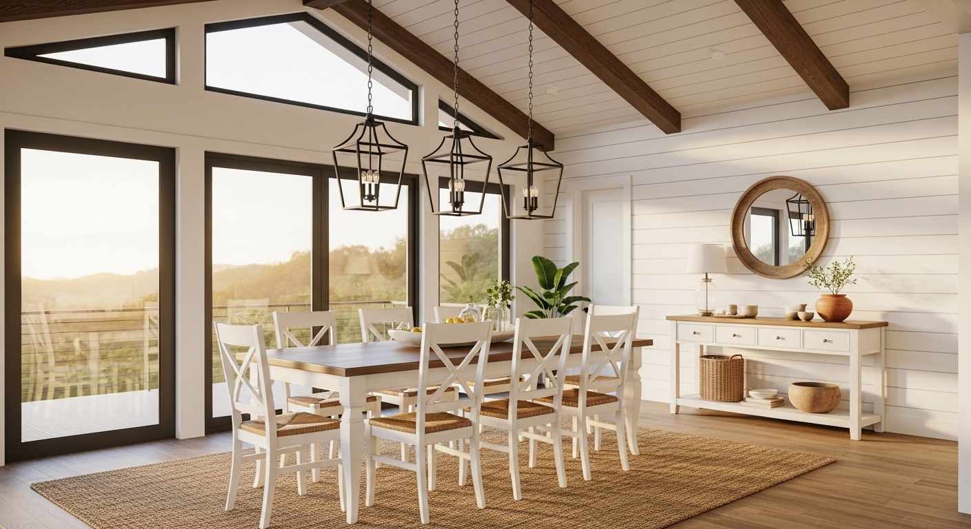 Farmhouse Classic with Exposed Beams Ceiling
