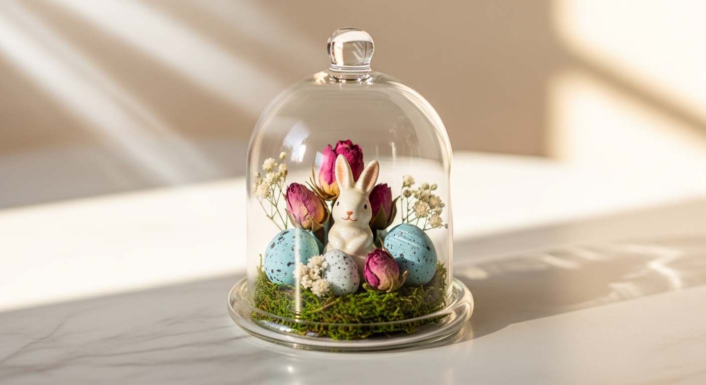 Glass Cloche Easter Scene