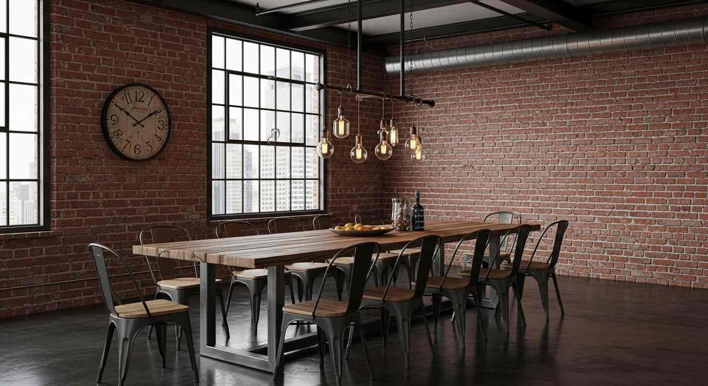  Industrial Loft Dining Room with Exposed Brick