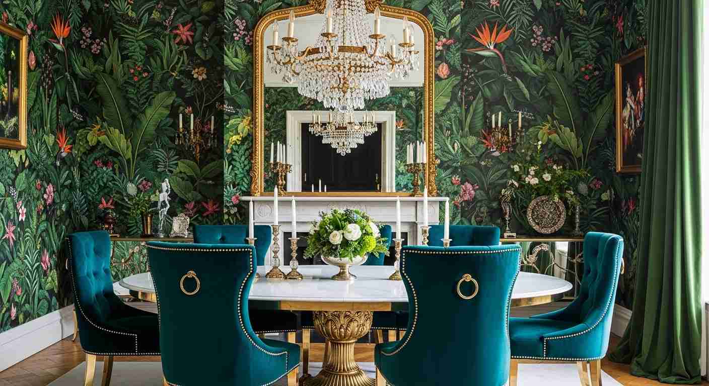  Maximalist Botanical Wallpaper Dining Room