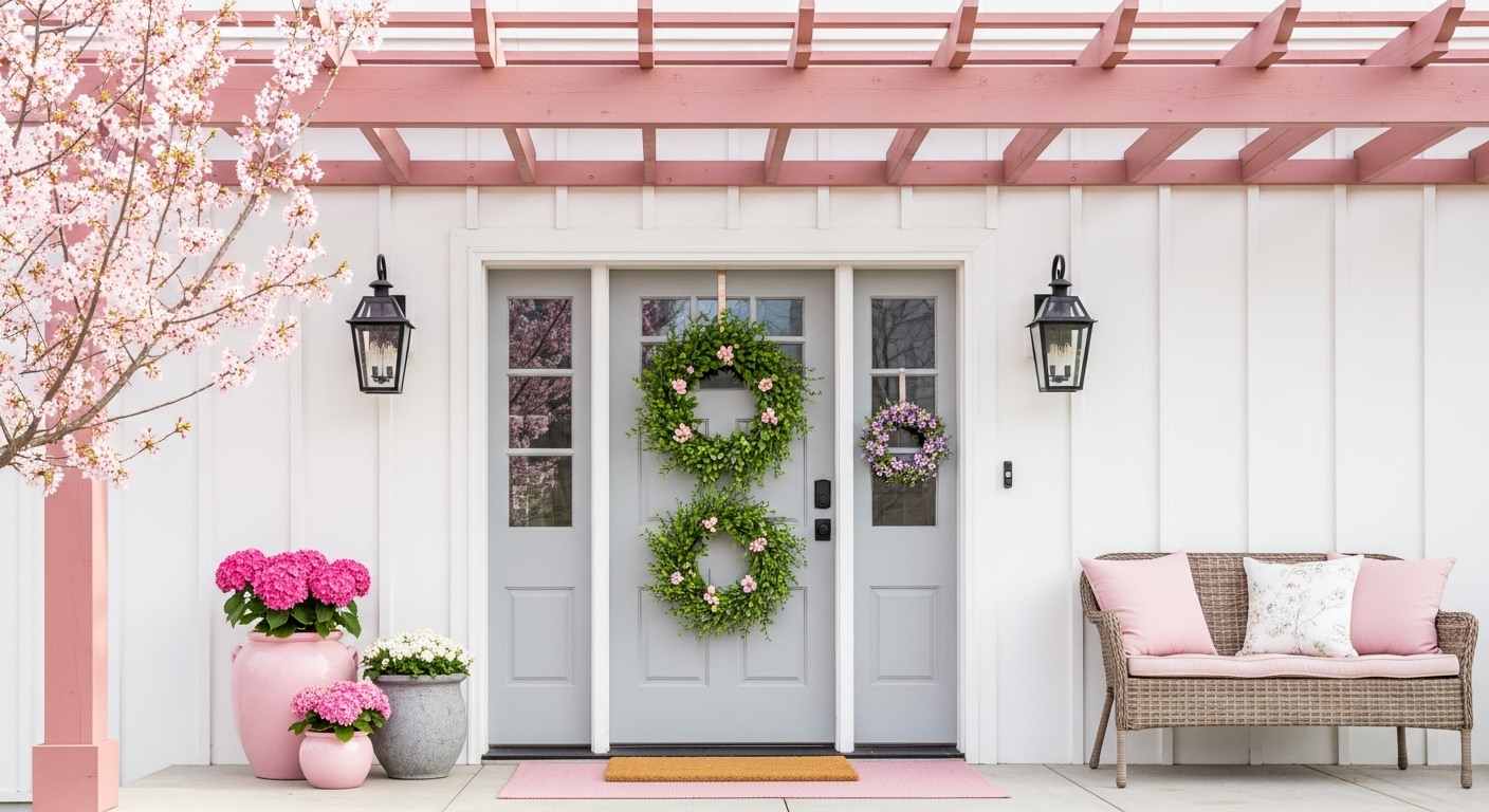 Pink Pergola Porch - Architectural Statement
