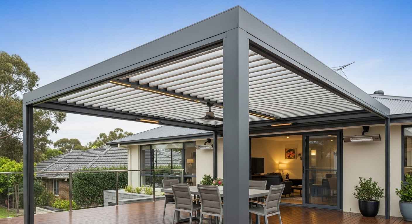 Covered Deck for All Year Use with Retractable Roof