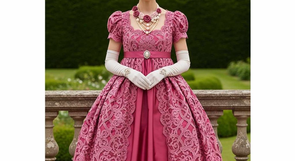 03. Deep Rose Baroque Lace Overlay Gown