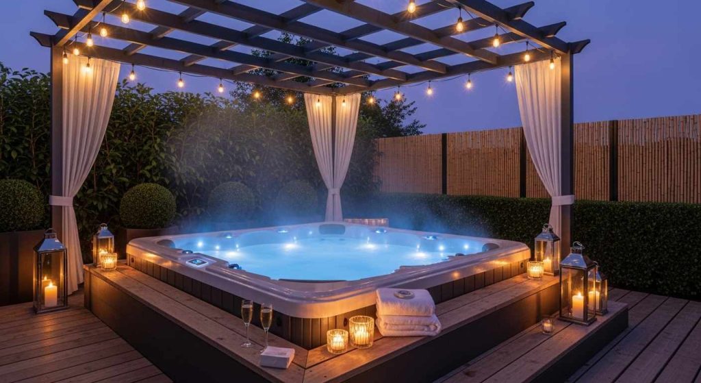 Hot Tub / Spa Oasis — Pergola + Privacy Screen