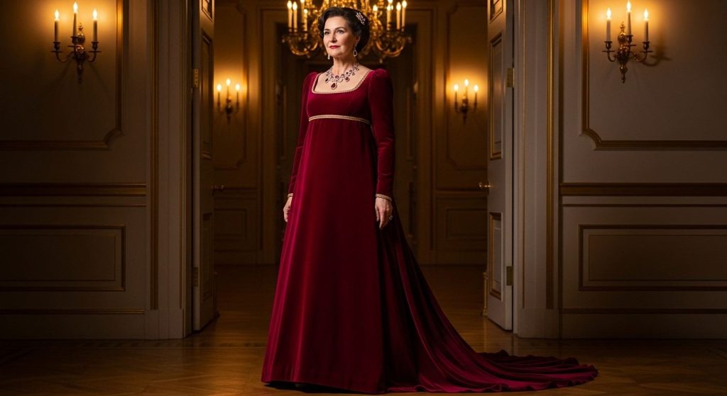Deep Crimson Velvet Evening Dress