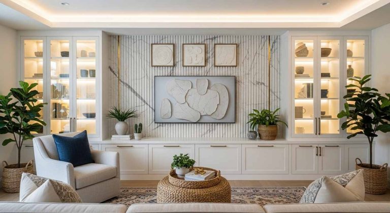 The Fluted Marble & Metal Inlay Wall