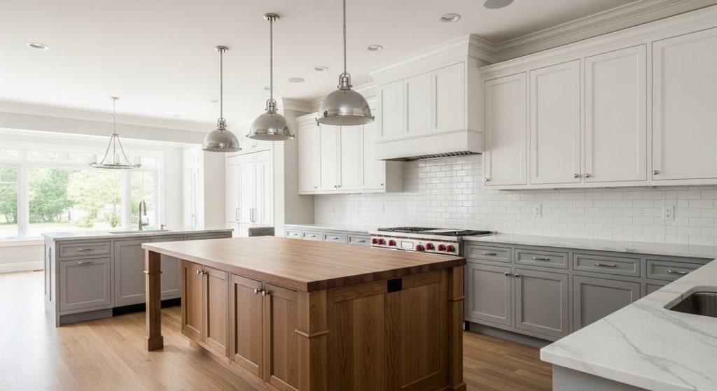 Gray and white cabinets for a balanced, modern look