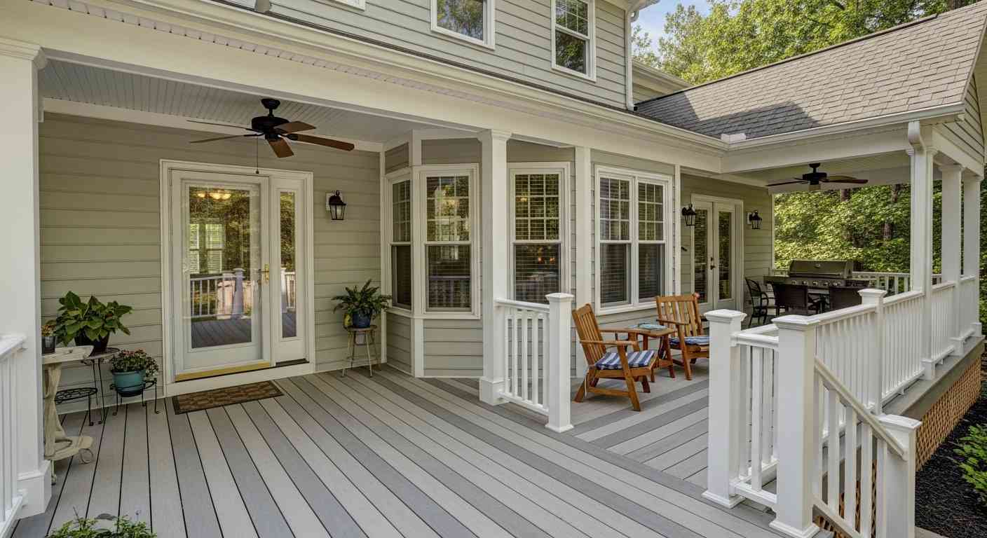 Wraparound porch deck for larger homes