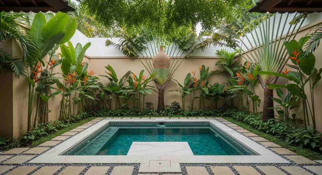 Courtyard Plunge Pool with Tropical Privacy Planting