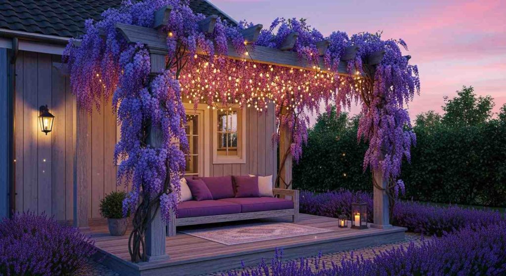 Fairy Lights Woven through Wisteria (Magical Twilight Effect).
