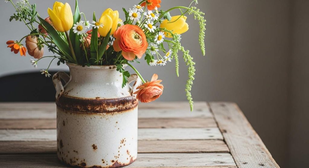 Wildflower Medley in an Old Ceramic Jug