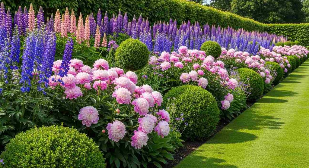 Grand Herbaceous Border With Lawn Edge
