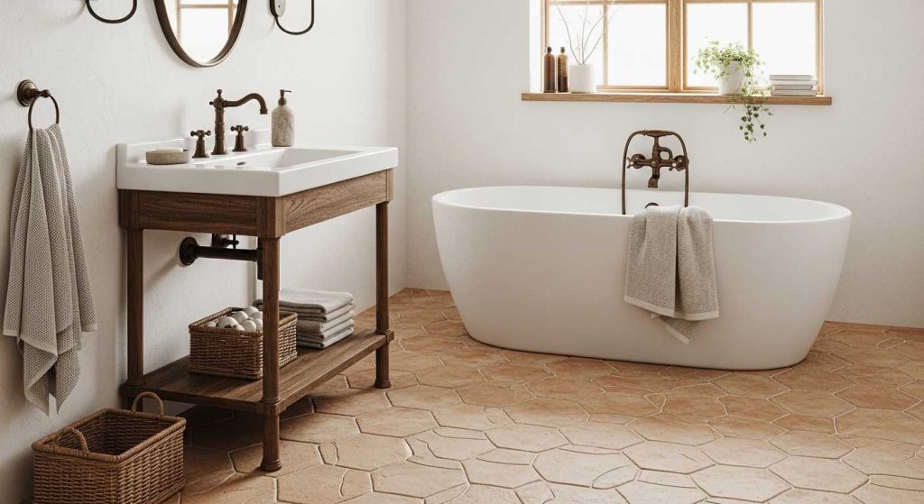 12. Terracotta and earth-tone tile floors