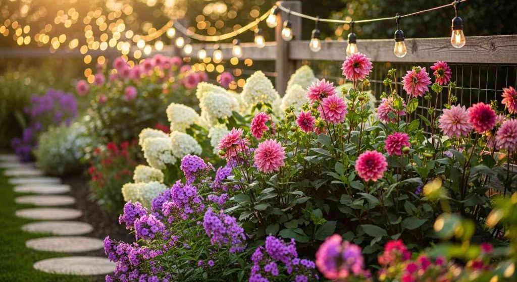 String Light Canopy With Flower Borders
