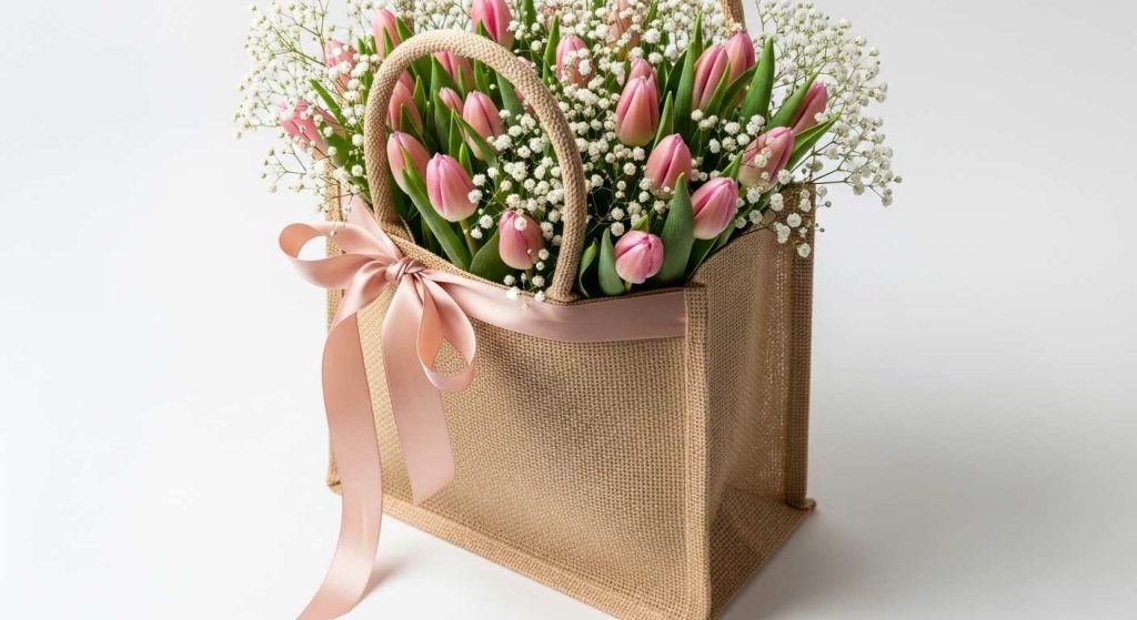 Pink Tulip Tote Gift Basket