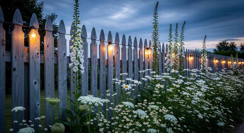 Rustic Picket Fence With Wildflower Edging

