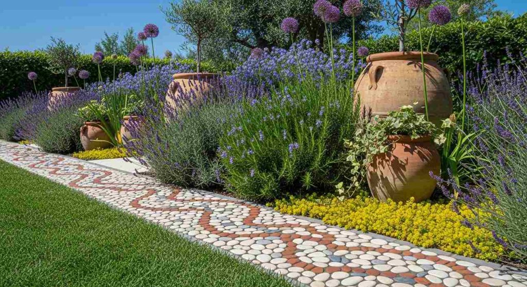 Pebble Mosaic with Drought Tolerant Planting