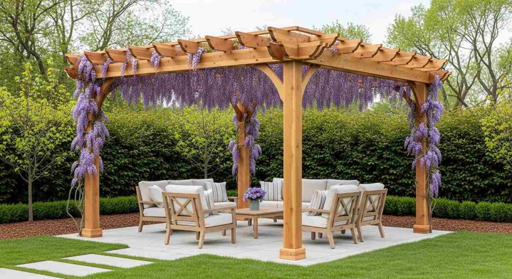 Wisteria Pergola with Clean Seating