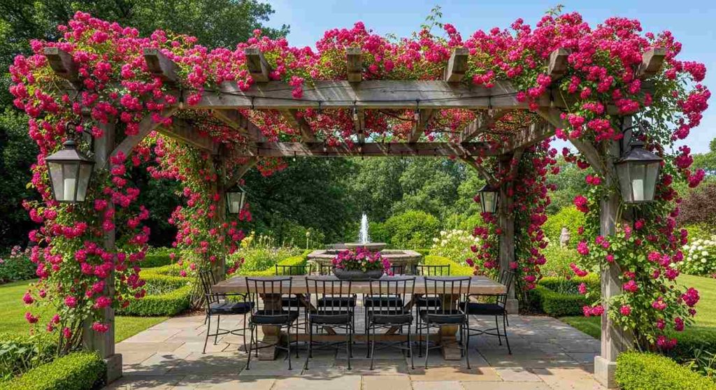 Bistro Lights With Climbing Vines (Romantic Botanical Glow).
