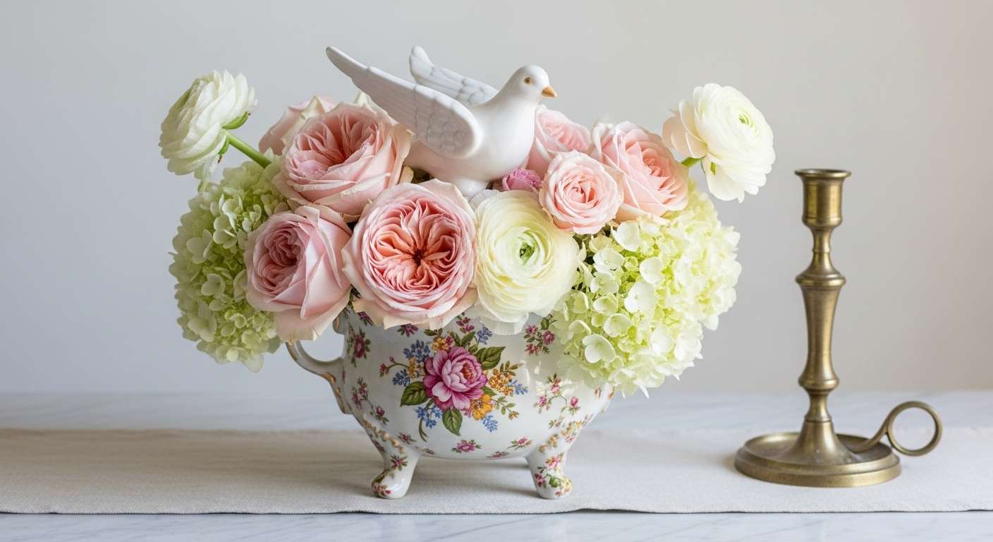 Chintz Vase with White Bird