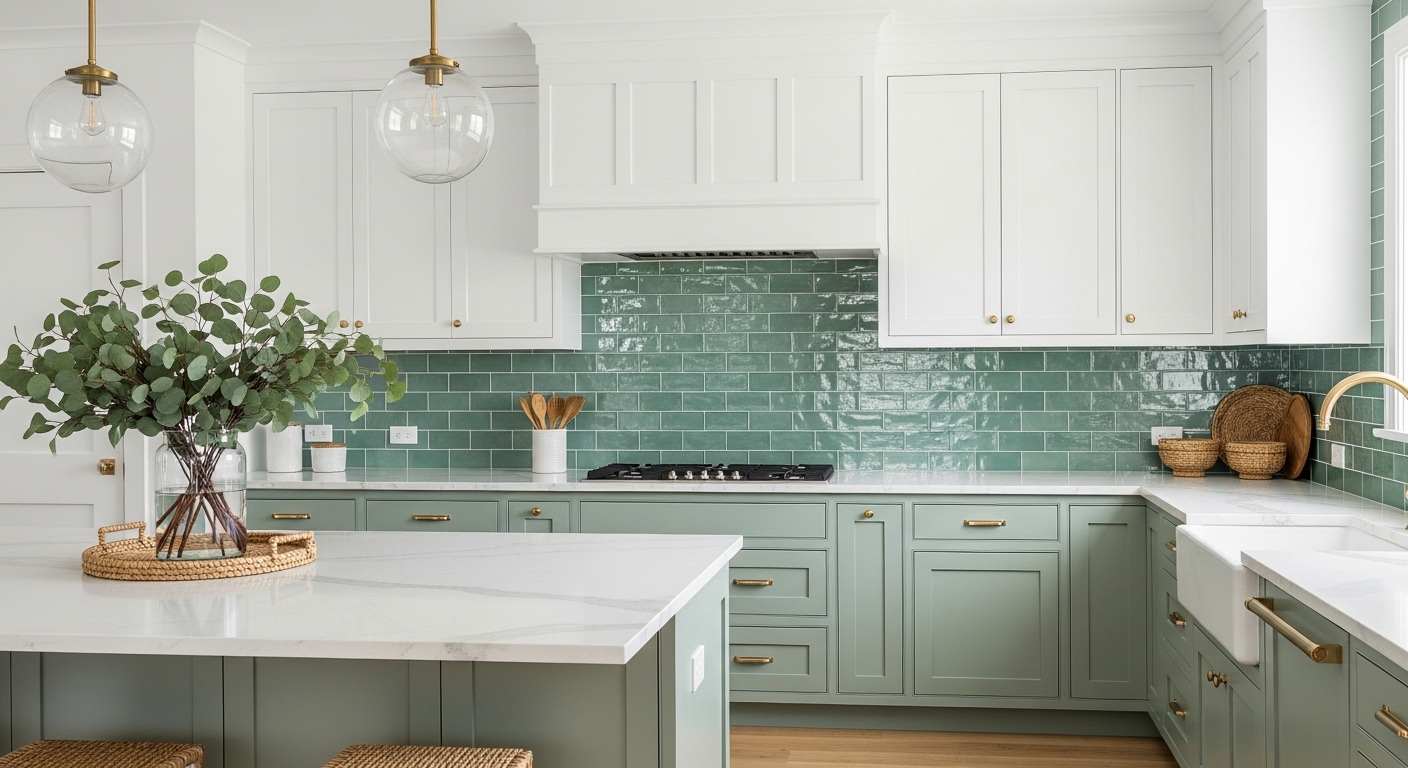 Sea Glass or Soft Green Backsplash
