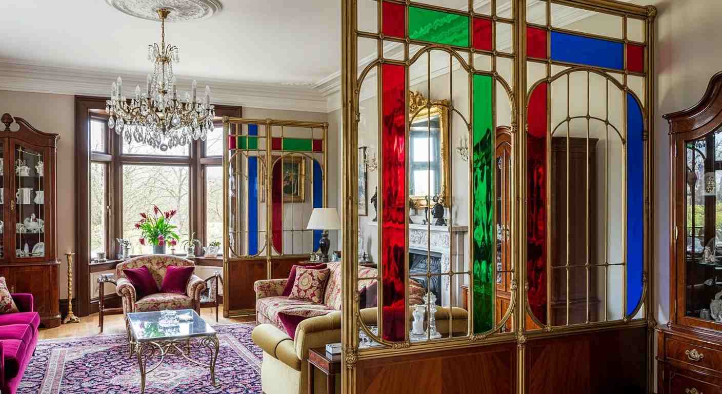 Colored glass partition