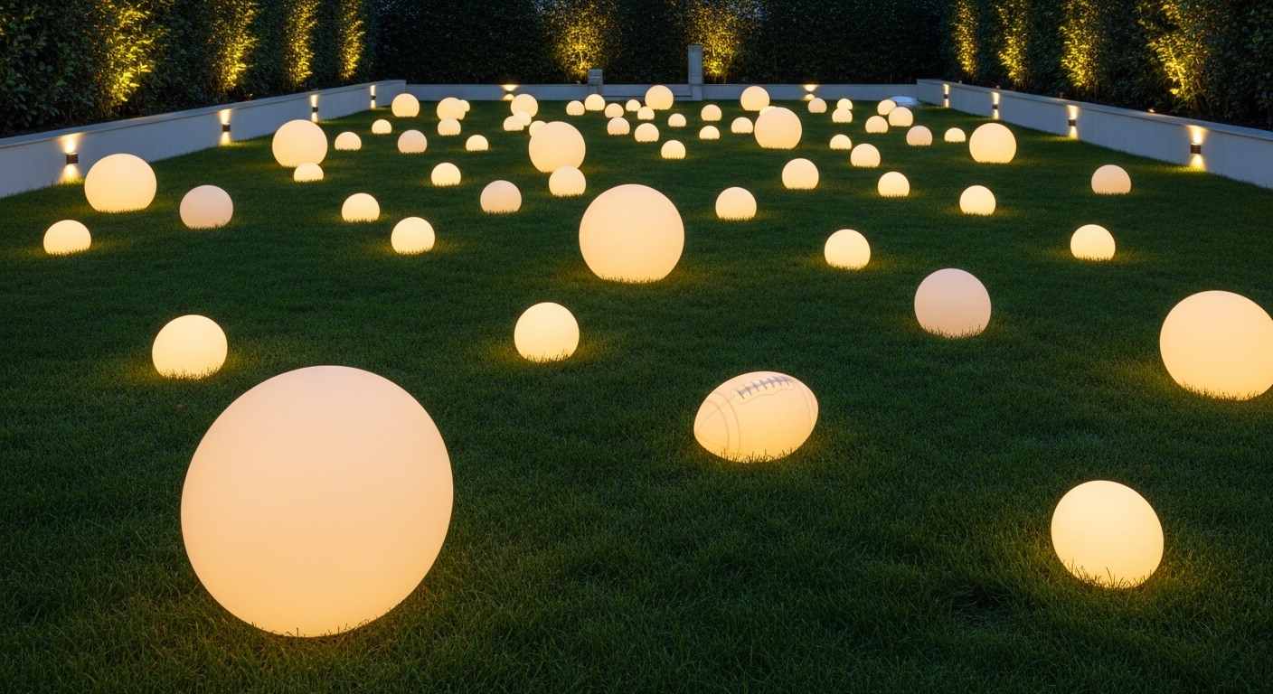  Glowing Orb Lawn Installation
