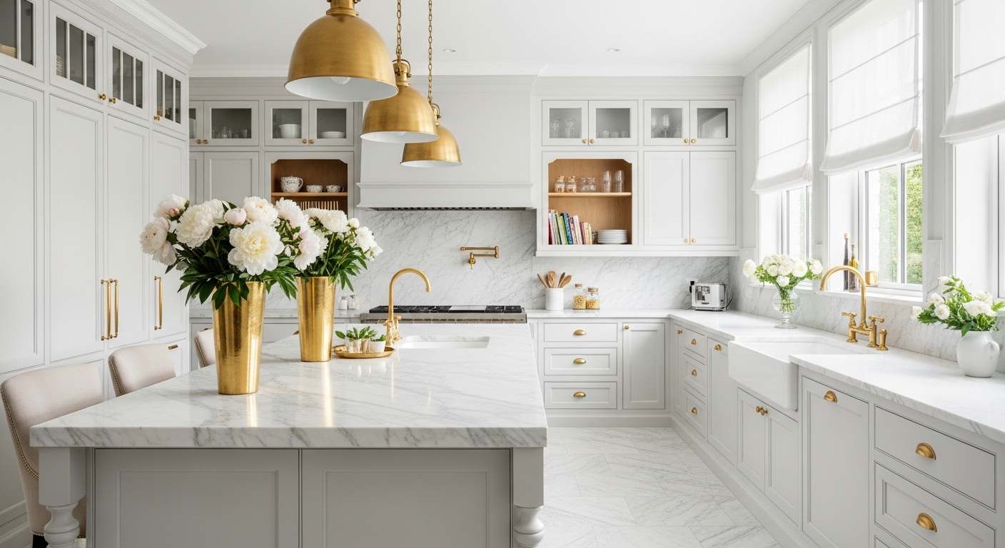 Kitchen With Marble Island
