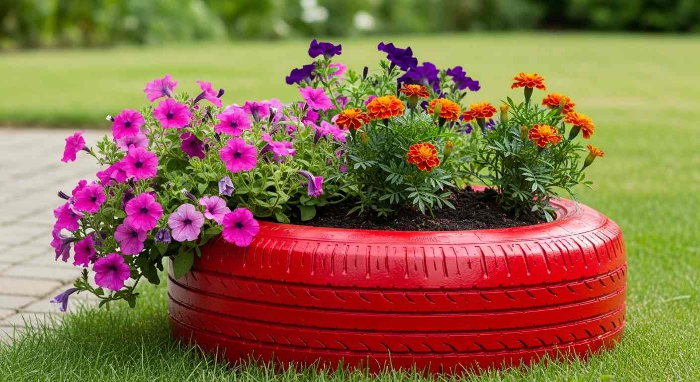 Tire Flower Planter
