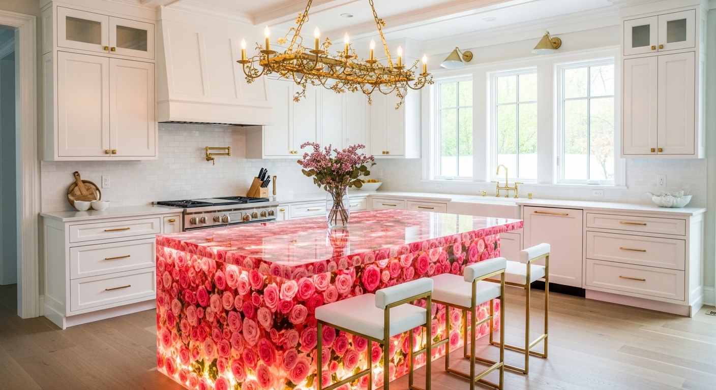  Illuminated Floral Resin Kitchen 