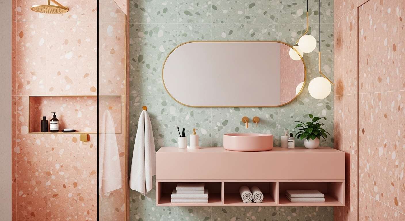  Peach and Mint Terrazzo Paradise