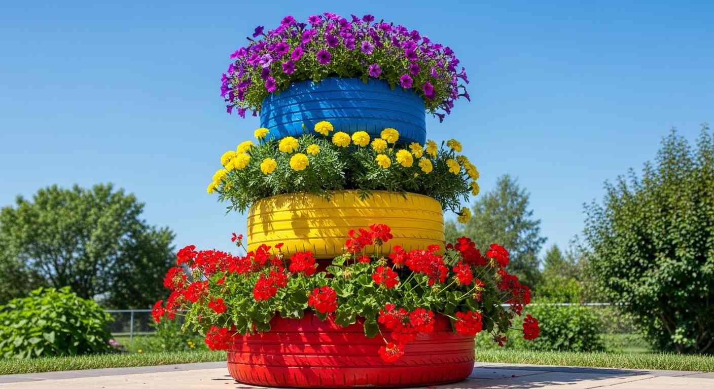 Tire Tower Planter

