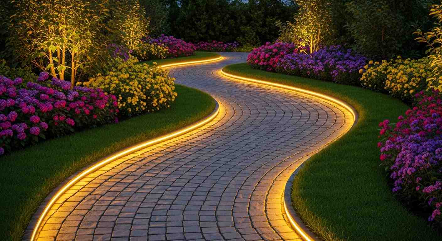 Golden Cobblestone River Path
