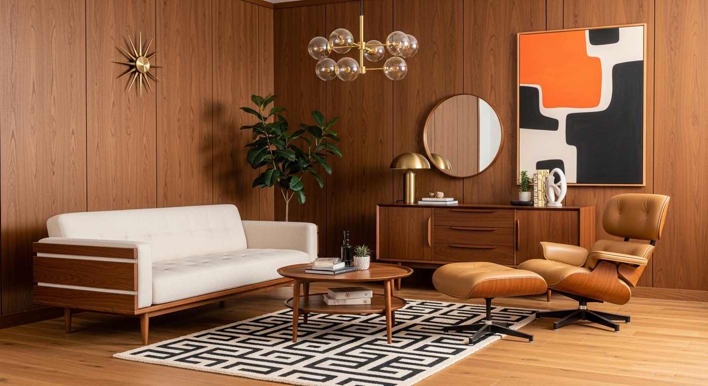 Classic Walnut & Leather MCM Room