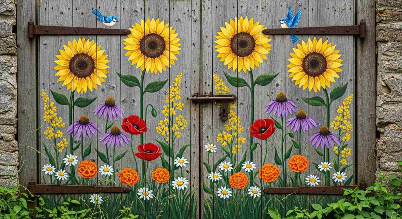  Rustic Wildflower Wooden Gate
