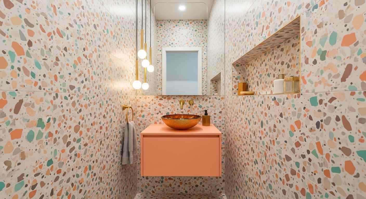 Narrow Pastel Bathroom 