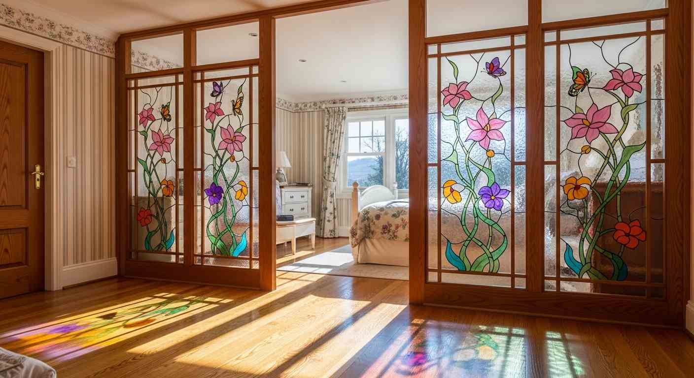 Butterfly & Vine Stained Glass Room Divider