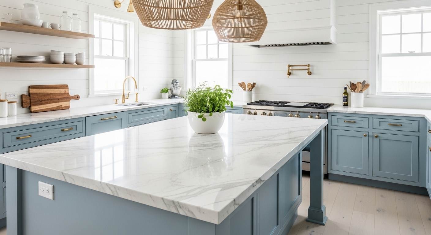 White Quartz or Marble Countertops
