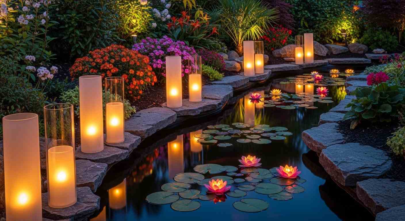 Candlelit Koi Pond