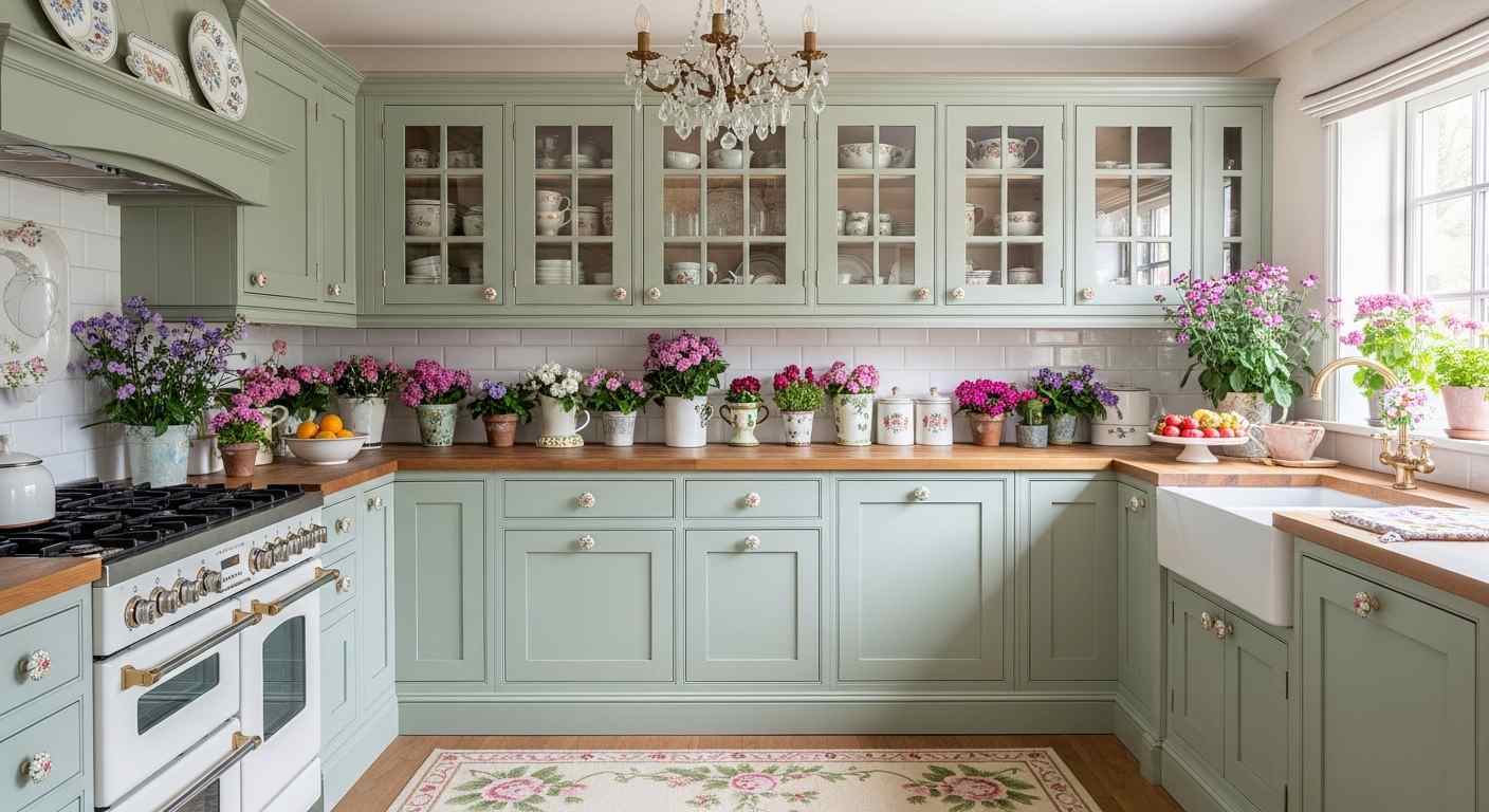 Sage Green French Country Kitchen 