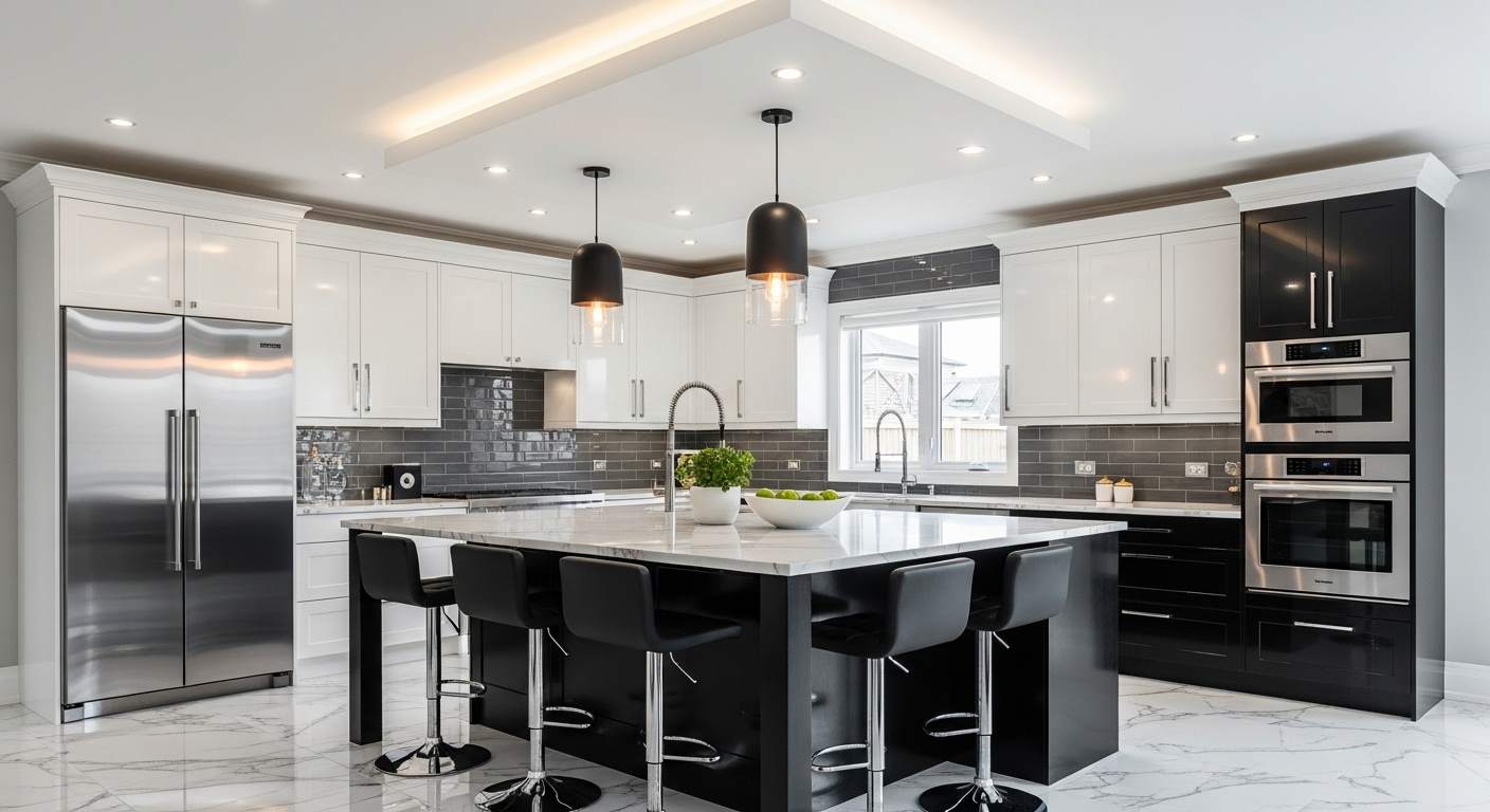 Black and White Glam Kitchen
