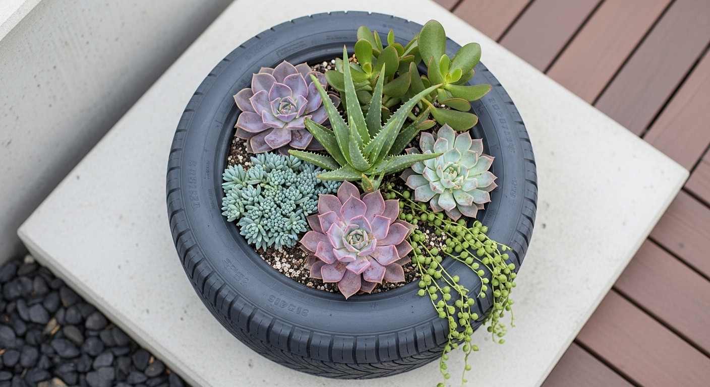Succulent Tyre Planter
